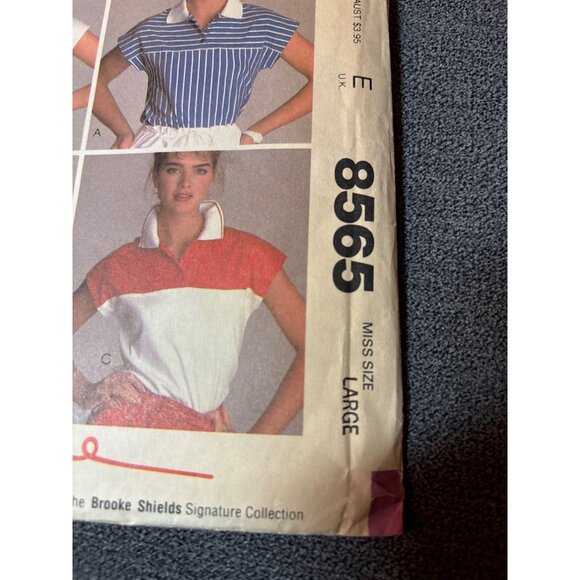 Vintage 1983 McCalls 8565 Easy Polo Shirt Sewing Pattern Misses Size Large Uncut - Picture 2 of 5